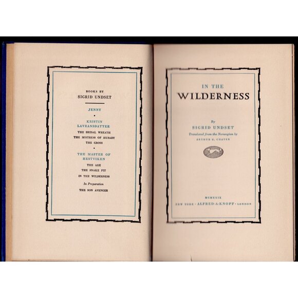 In the Wilderness Sigrid Undset 1929 Hardcover Dust Jacket Vintage Book Knopf - Picture 6 of 11